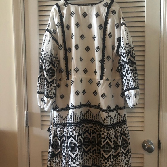 Anthropologie Francine Eyelet Mini Dress Tunic white black Embroidered LP NWOT - Picture 5 of 11
